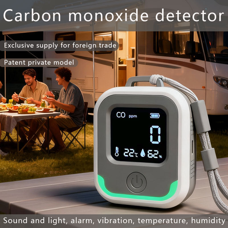 3-in-1 Portable CO Detector. Camping Carbon Monoxide Alarm with Temperature & Humidity Monitor