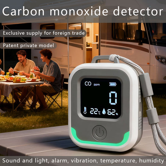 3-in-1 Portable CO Detector. Camping Carbon Monoxide Alarm with Temperature & Humidity Monitor