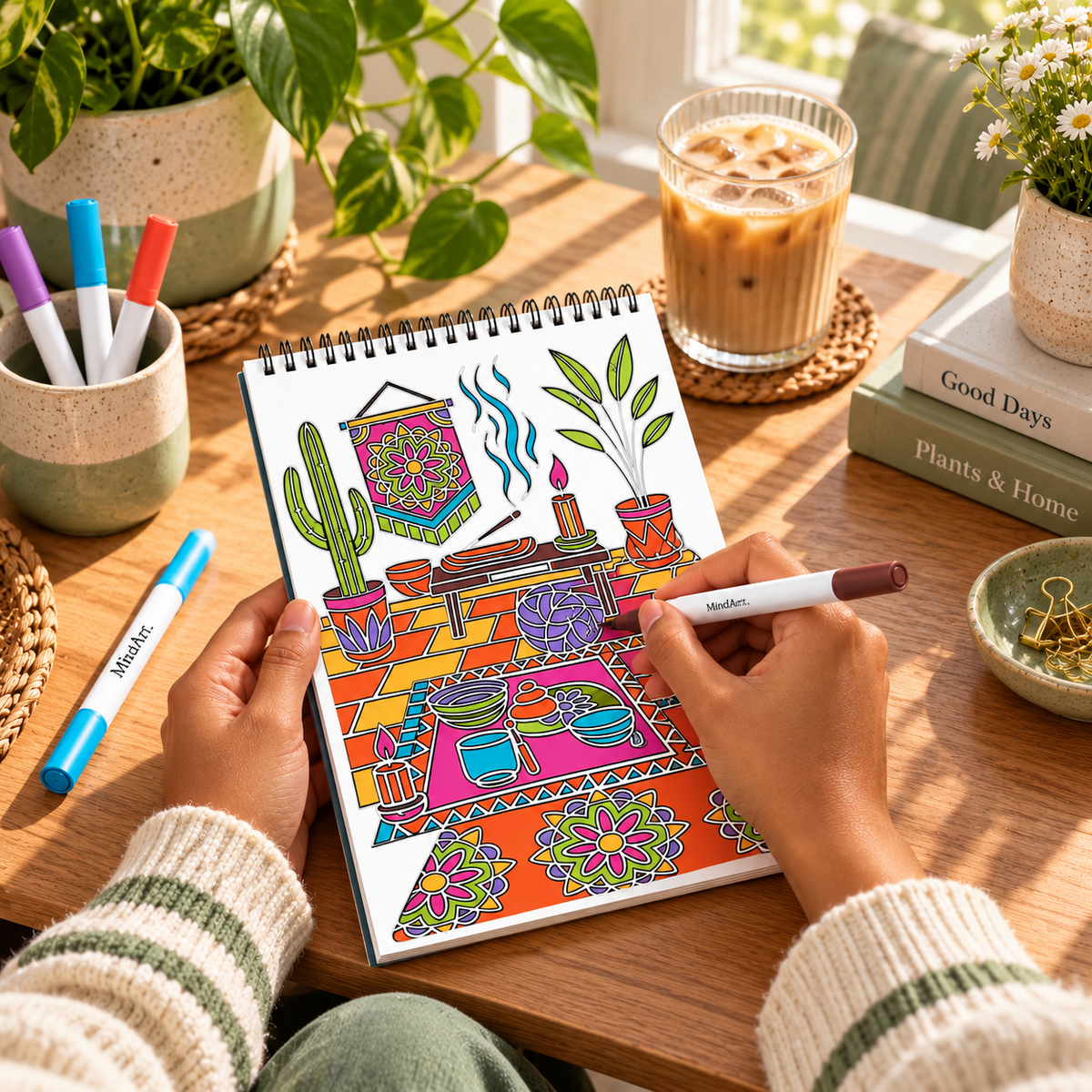 🥳2026 HOT SALE🥳💞50K+ SOLD! 🥚✨ 50% OFF 🌿Trace-By-Groove Guided Flow Art Coloring Pad with Double-Sided Markers 🎨