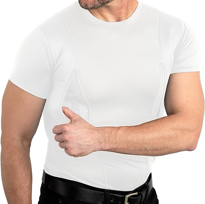 White short-sleeve compression shirt side view