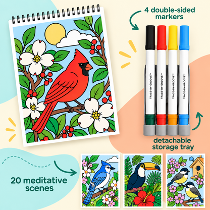 🥳2026 HOT SALE🥳💞50K+ SOLD! 🥚✨ 50% OFF 🌿Trace-By-Groove Guided Flow Art Coloring Pad with Double-Sided Markers 🎨