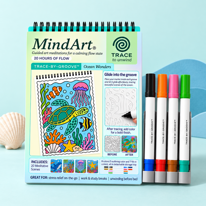 🥳2026 HOT SALE🥳💞50K+ SOLD! 🥚✨ 50% OFF 🌿Trace-By-Groove Guided Flow Art Coloring Pad with Double-Sided Markers 🎨