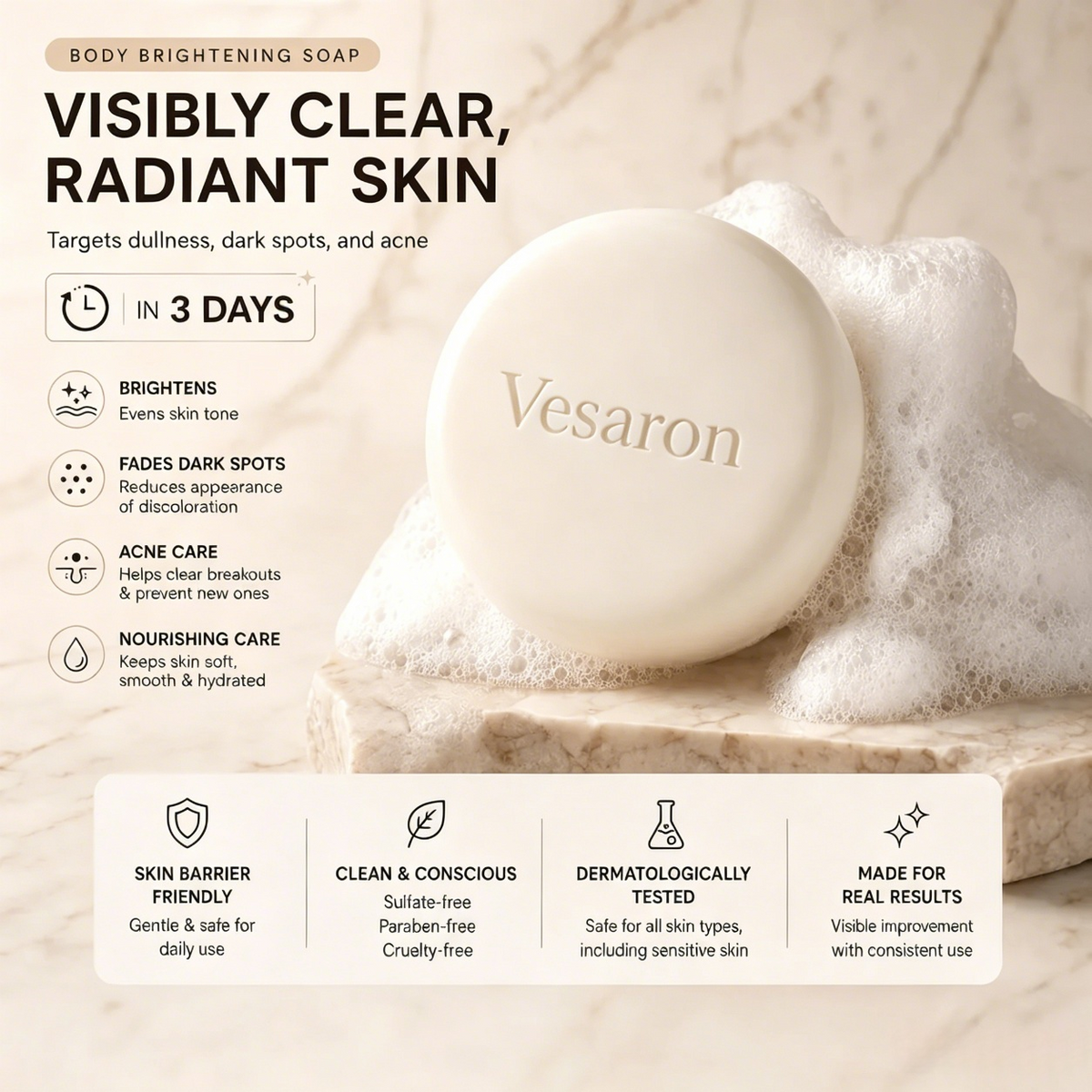 Niacinamide Skin Brightening Soap melasma dark spots freckle