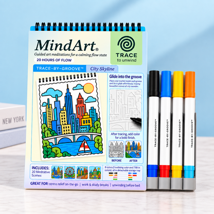 🥳2026 HOT SALE🥳💞50K+ SOLD! 🥚✨ 50% OFF 🌿Trace-By-Groove Guided Flow Art Coloring Pad with Double-Sided Markers 🎨