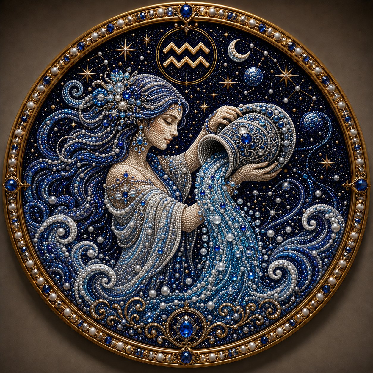 🔥 LAST DAY 49% OFF – ✨ Premium 3D Pearl 12 Zodiac Signs Art Kit | Luxury Flocked Canvas with Scratch-Resistant Non-Fading Pearl Beads DIY Handmade Astrology Decor ♈🌙💎