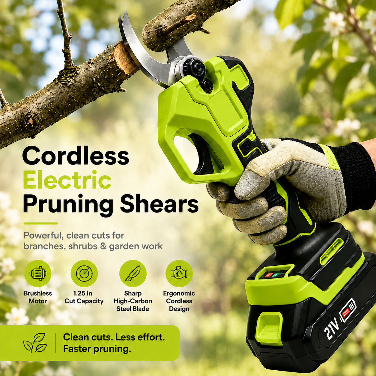 Cordless Electric Pruning Shears – 1" Cutting Capacity