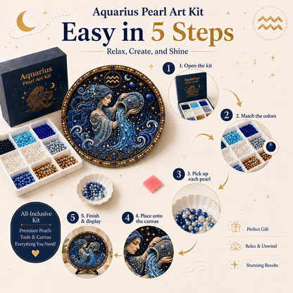 🔥 LAST DAY 49% OFF – ✨ Premium 3D Pearl 12 Zodiac Signs Art Kit | Luxury Flocked Canvas with Scratch-Resistant Non-Fading Pearl Beads DIY Handmade Astrology Decor ♈🌙💎