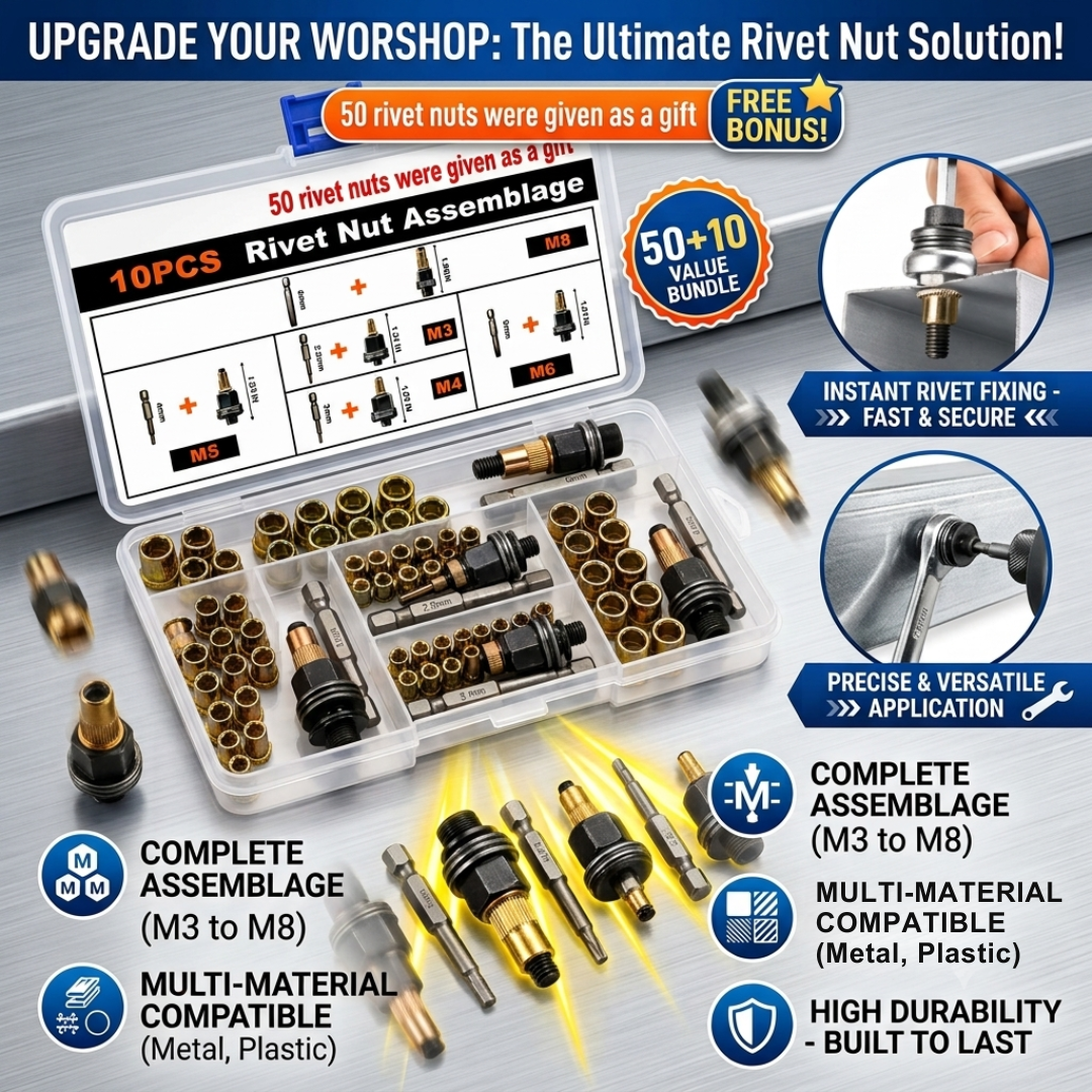 Head Rivet Nut Tool (M3 M4 M5 M6 M8 Rivnut Kit)