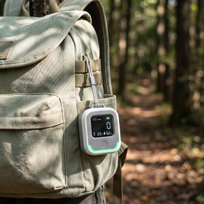 3-in-1 Portable CO Detector. Camping Carbon Monoxide Alarm with Temperature & Humidity Monitor