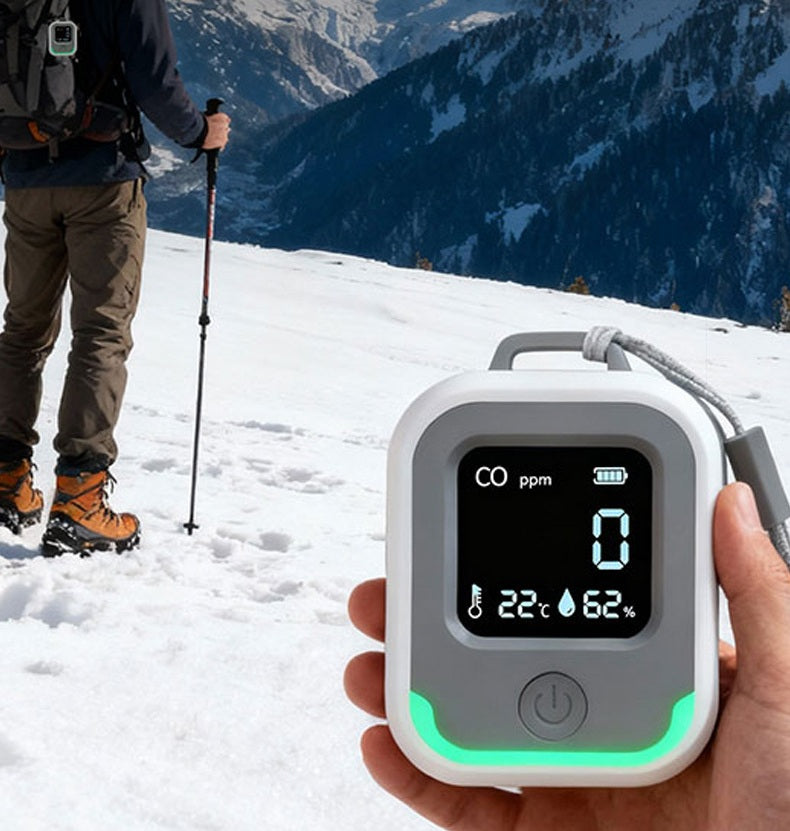 3-in-1 Portable CO Detector. Camping Carbon Monoxide Alarm with Temperature & Humidity Monitor